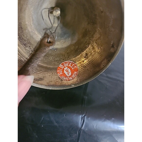 Solid Brass Vintage Hand School Dinner Bell 8" Tall 3” Wide Made In India - Picture 4 of 5
